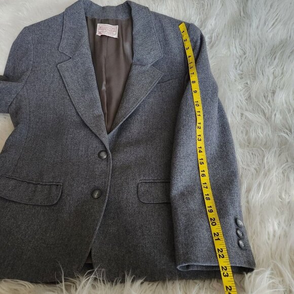 Vintage Pendleton Womens Jacket Blazer Size 8 Gray Academia Collared Long Sleeve - Picture 10 of 12